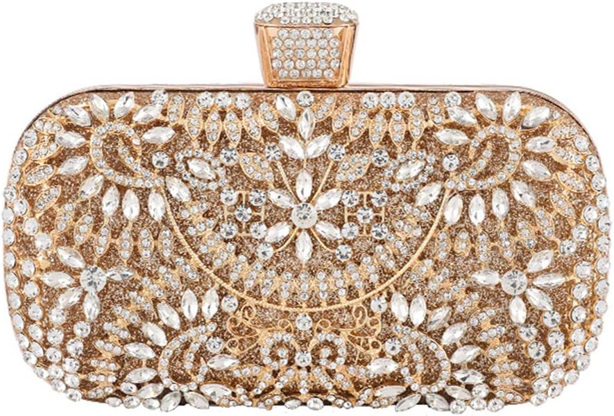DA BODAN Womens Sparkly Rhinestone Sequin Glitter bag Clutch Evening Handbag Shoulder Bags Purse for Wedding Party Prom (Full Gold)
