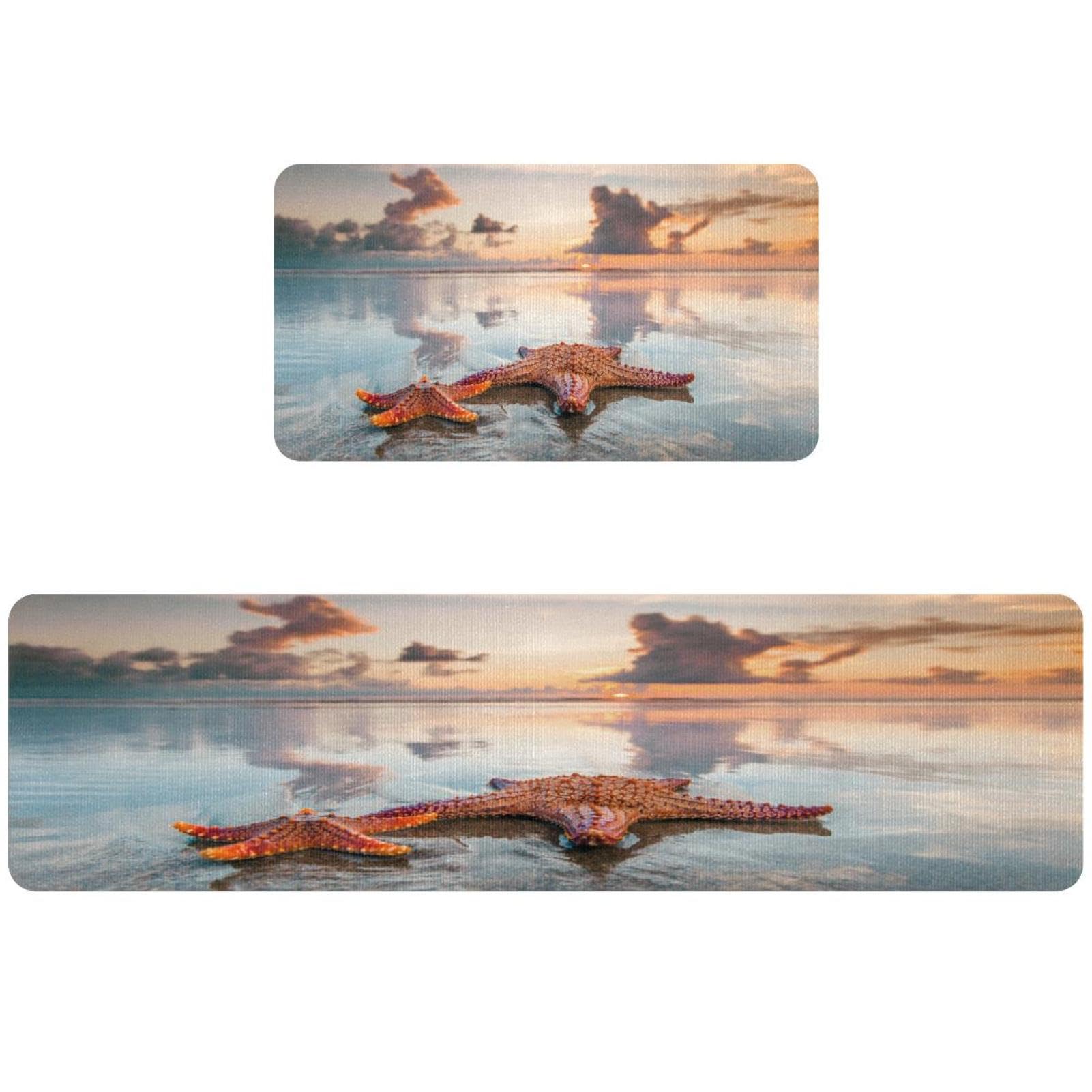 Alfombrillas de cocina VAPOKF con diseño de estrella de mar juego de 2 piezas antideslizantes