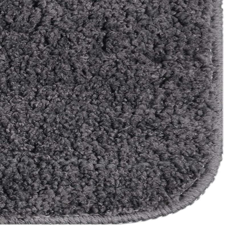 Image of Bruxism Microfiber Bathroom Mat | Bathroom Rugs and Mats 2 Piece Fast Dry Anti Slip Bath Mats Soft Plush Plain Design for Shower Bathroom Contour Toilet Rugs (Grey) (40X60CM & 40X120CM)
