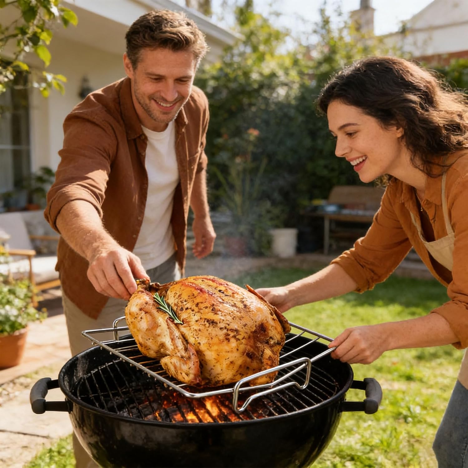 Stainless Steel V Grill Rack with Oil Drain Health Focus Barbecue Accessory for Easy & Family Outdoor Grilling