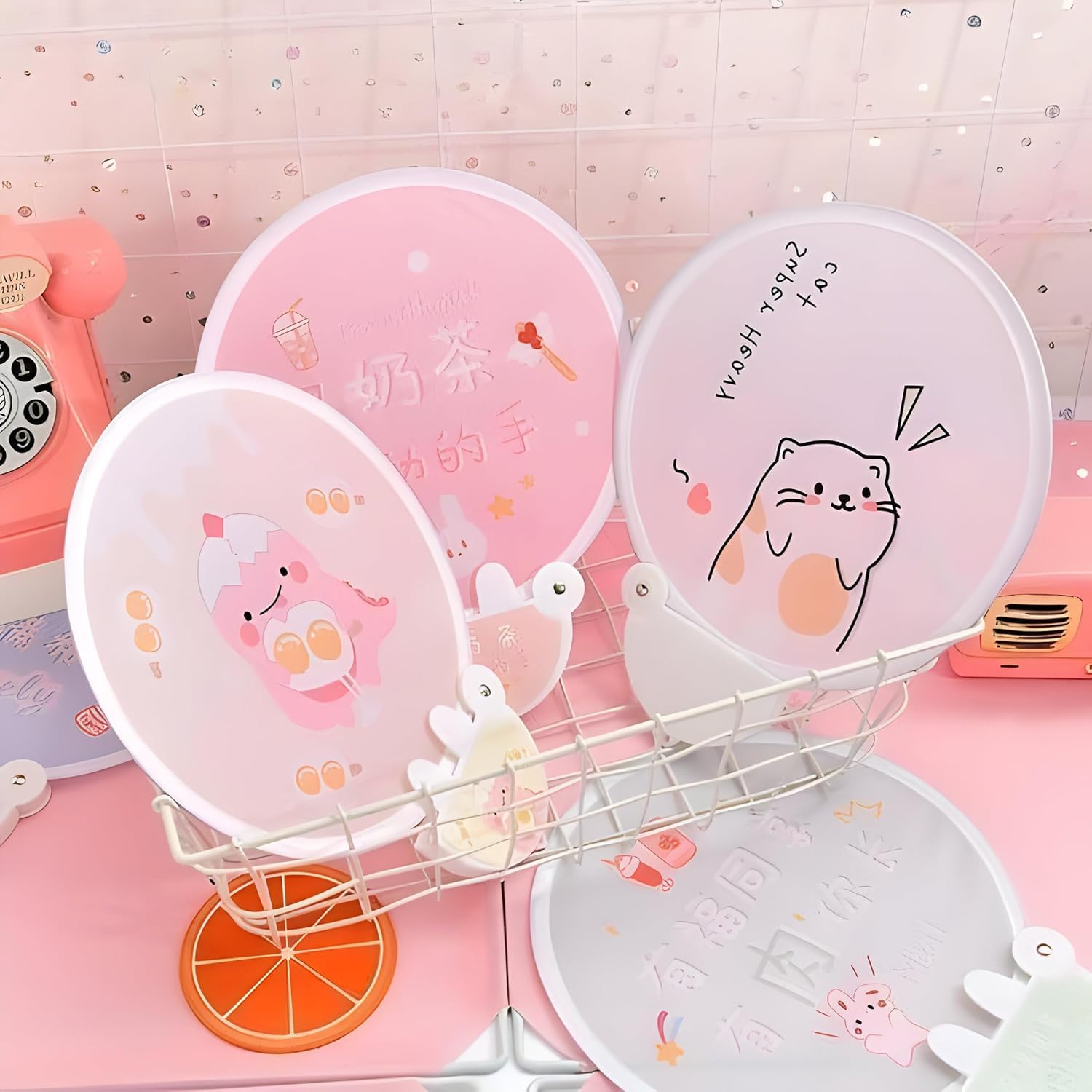 Cute Cartoon Hand Fan, Plastic, Handheld Folding Design, Manual Operation, Portable, Reusable, Outdoor Use 1 PC-image-33