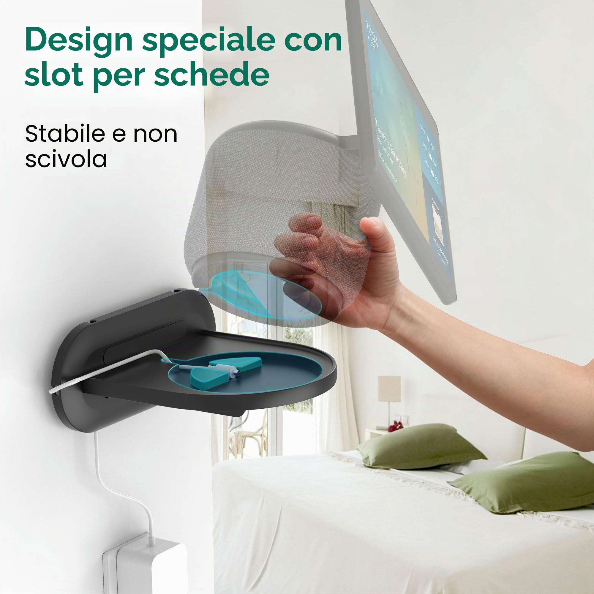 PlusAcc Supporto da parete per HomePod & Show 10 – Supporto universale per la maggior parte degli altoparlanti (nero)