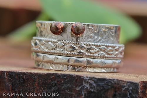 Sterling Silver Spinner Ring  Anxiety Spinner Ring  Fidget Spinner Ring for Women  Handmade Two Spinner Ring  Sterling Silver 925