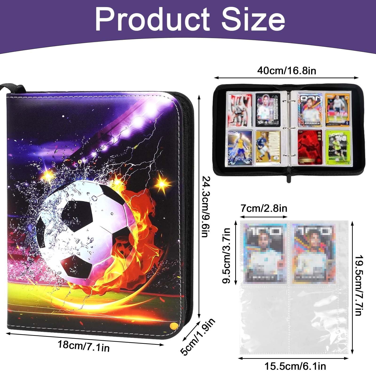 Album De 400 Cartes De Football – Classeur A4 50 Pages, 4 Poches – Protection EVA + PU – Cadeau Enfant Collectionneur