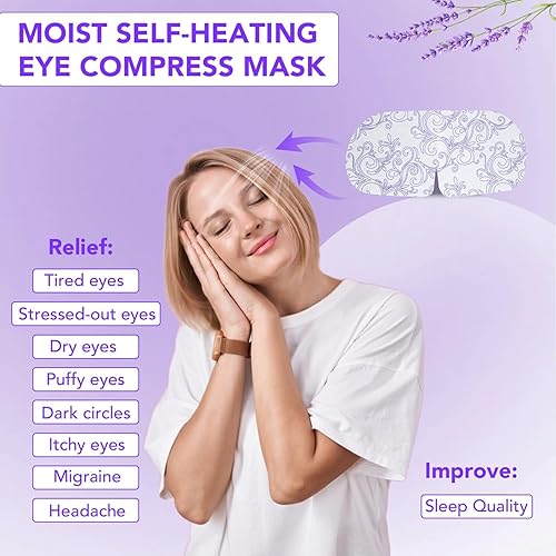 Miniatura 30 de XPCARE Paquete de 32 máscaras de ojos de vapor para ojos secos, máscara de ojos cálida de spa, máscara de ojos desechable con calefacción