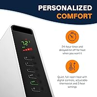 Vista 8 de DeLonghi Convection Panel Heater, Full Room Quiet 1500W, portable electric heater is freestanding/easily wall mounted. Energy Saving, quick heat