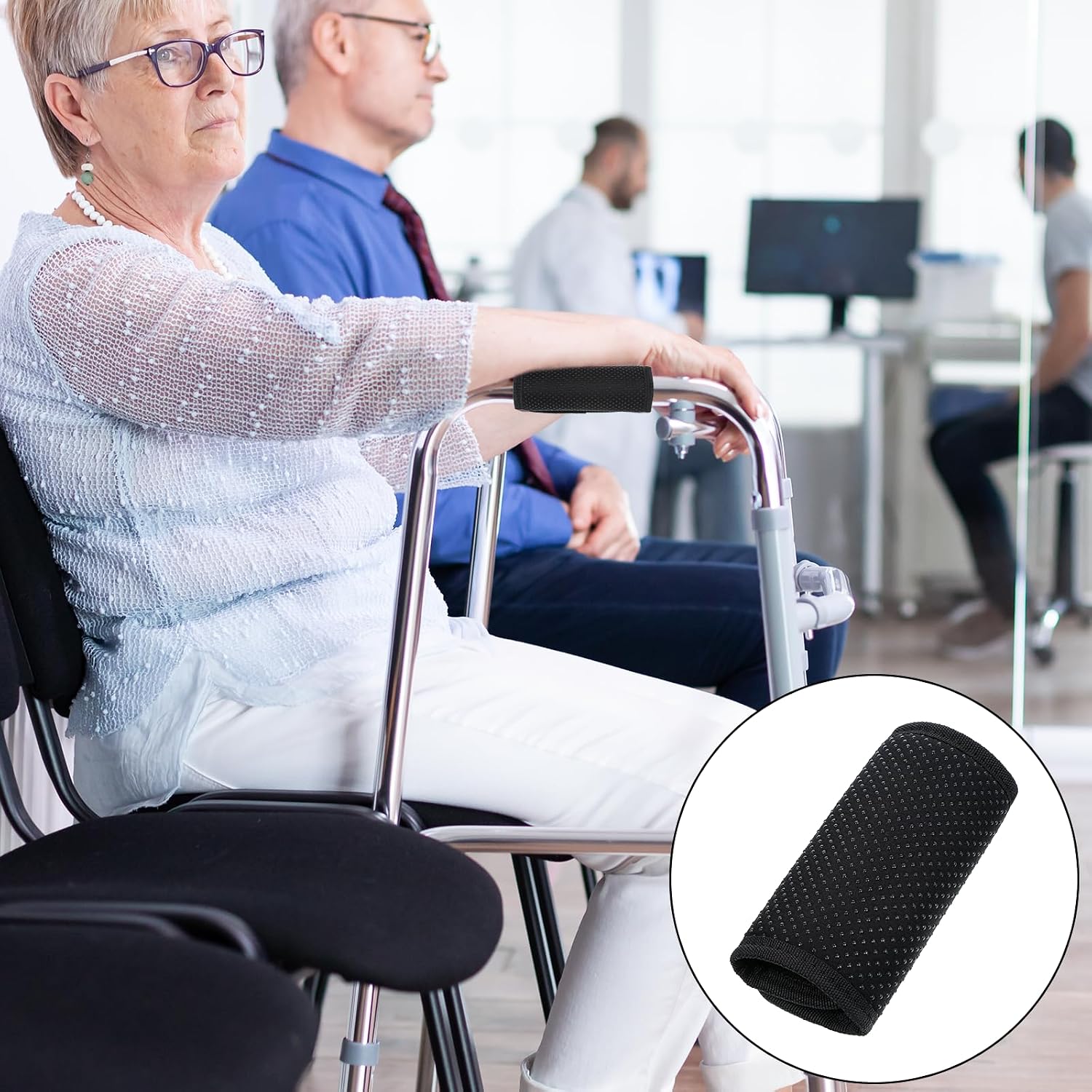 Walker Handle Cushions, 2 Packs Non-Slip Comfortable Cushion Padding, Black | Walker Grips, Walker Padded Hand Grip Covers for Folding Walker Handle, Elderly Grippers Rollator Handle