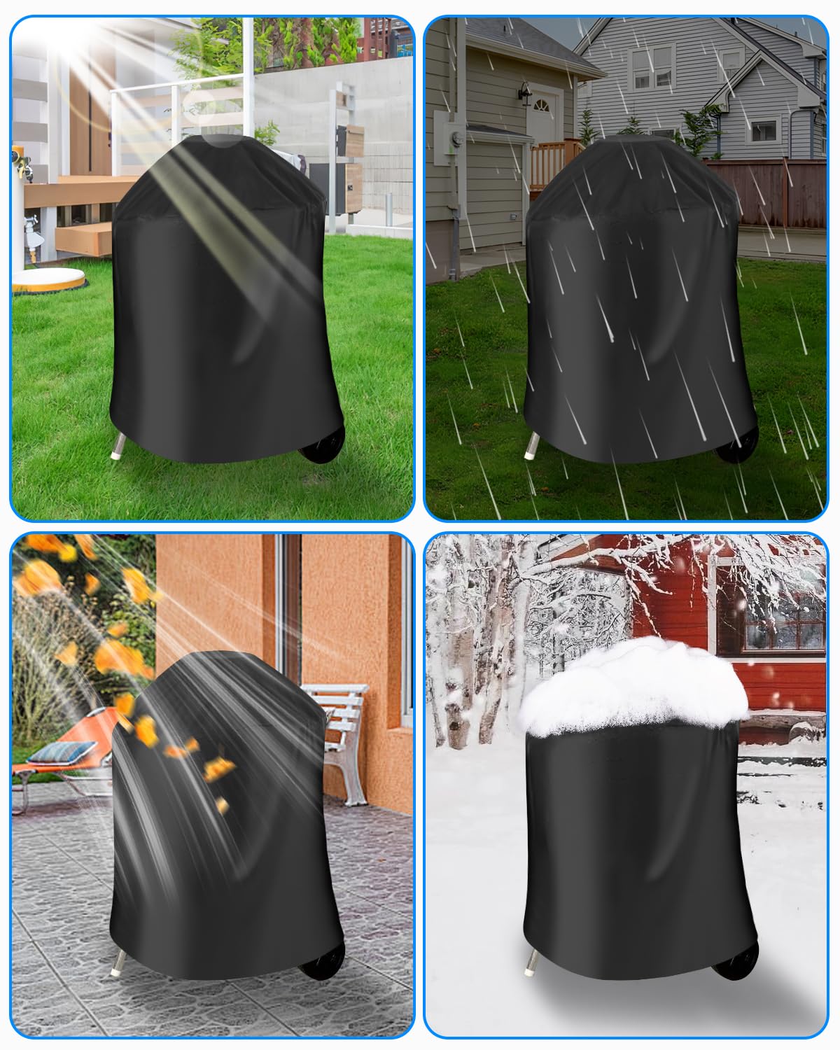 Copertura Per Barbecue Rotonda 70x70cm - Impermeabile, Anti UV, Per Esterno, Con Borsa Di Stoccaggio - Foto 6