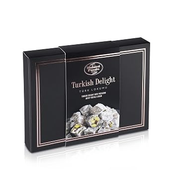 Malatya Pazari Pistachio Turkish Delight, Soft Candy, 14.1oz | Premium Lokum, Middle Eastern Sweets, Candy Variety Pack, Pistachio, Almond, Vegan Snack Box, Small Gift Box, Halal Food