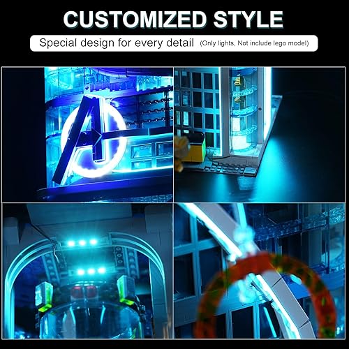 Miniatura 4 de Rorliny Kit de luces LED para Lego-76269 Avengers Tower, juego de iluminación compatible con Lego-76269 Avengers Tower Building Set (solo luces, sin