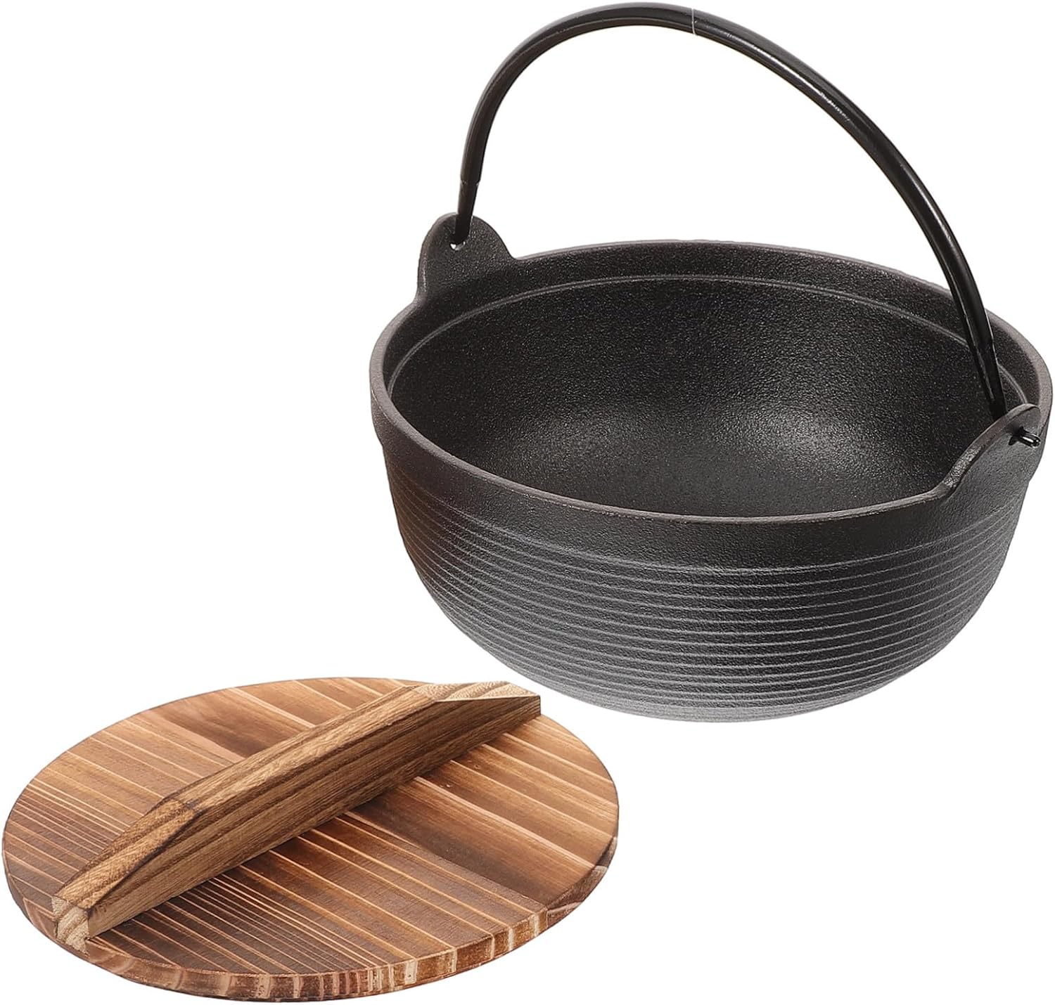 Japanese Non-stick Pan Sturdy Cast Iron Cooking Pot Lidded for Camping Cooking Outdoor Pot