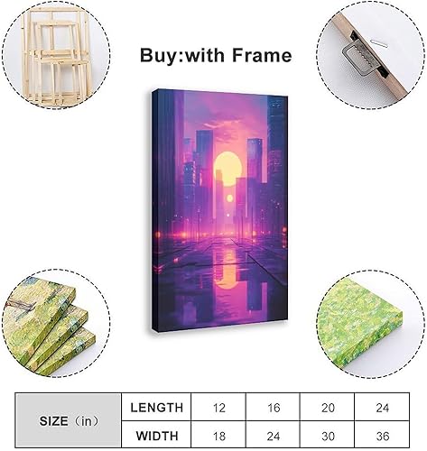 Miniatura 2 de Synthwave Aesthetic Wall Print  Vaporwave Inspired Urban Art, Purple & Orange Neon Poster for Modern Home Decor Poster Print Decorative Painting