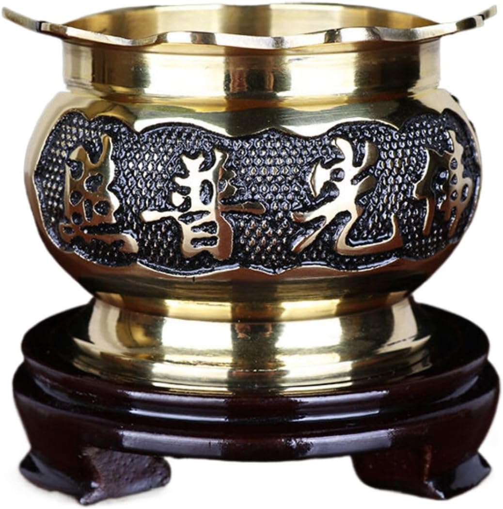 纯铜香炉香插摆件 Feng Shui Figurine Home Office Decor Chinese Gifts 家用室内大号香薰炉佛堂居室线香炉佛具用品 8090