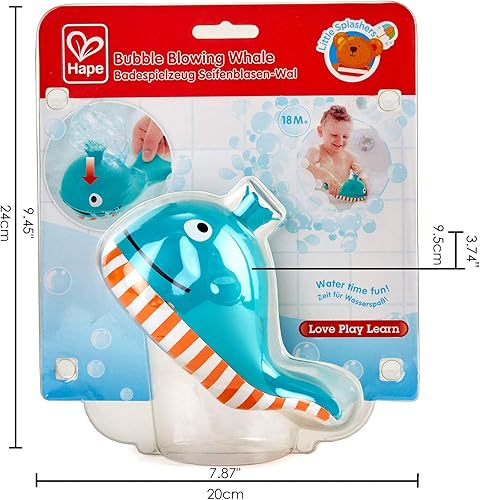 Miniatura 4 de Hape Ballena sopladora de burbujas  Juguete de chorro de bebÃ© para jugar al baÃ±o, azul, L 5.7, W 3.5, H 3.5 pulgadas