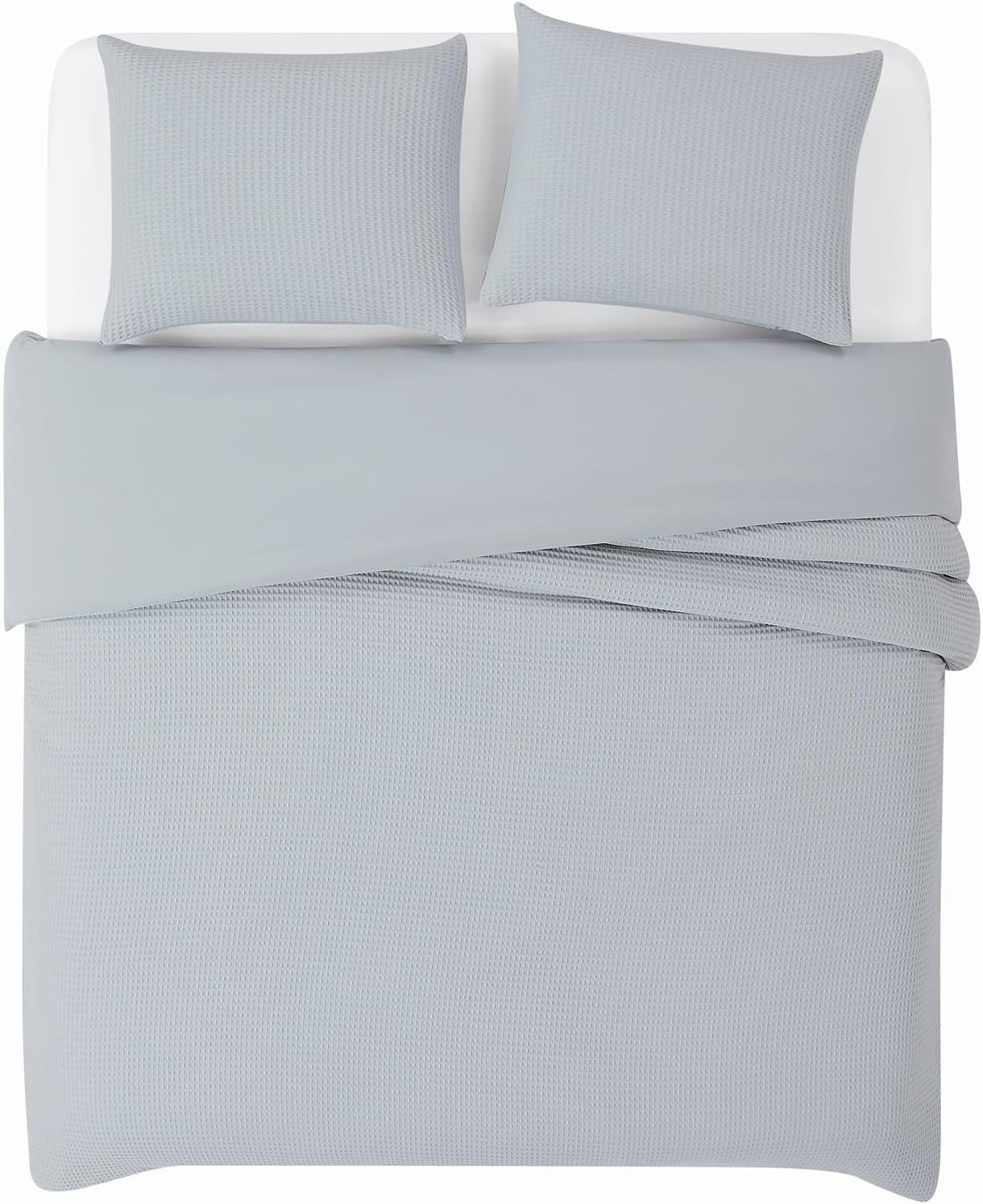 CANNON Heritage Cotton Waffle Grey 2 Piece Twin/Twin XL Comforter Set, Solid Textured, for Men and Women, Oeko-TEX Certified Confidence