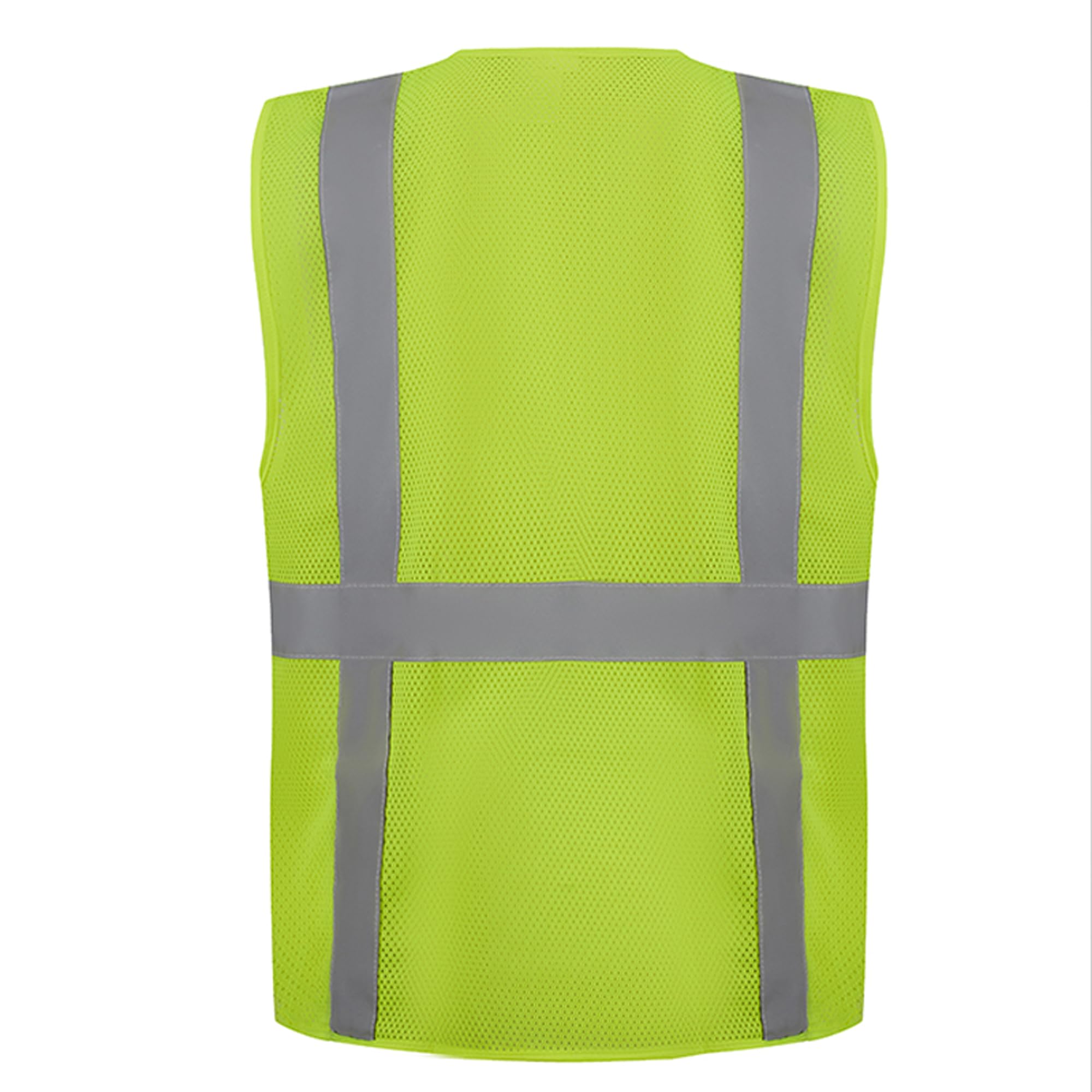 3C Products SV2100, ANSI/ISEA Class 2, High Visibility Surveyor Mesh Safety Vest, Reflective, Zipper, Pockets, Neon Green,5XL