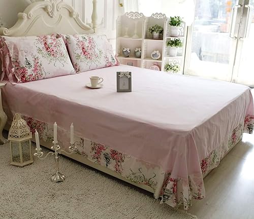 Miniatura 5 de Usning Juego de sábanas suaves de 100% algodón con estampado de rosas con sábana bajera de bolsillo profundo, sábana encimera y fundas de almohada,