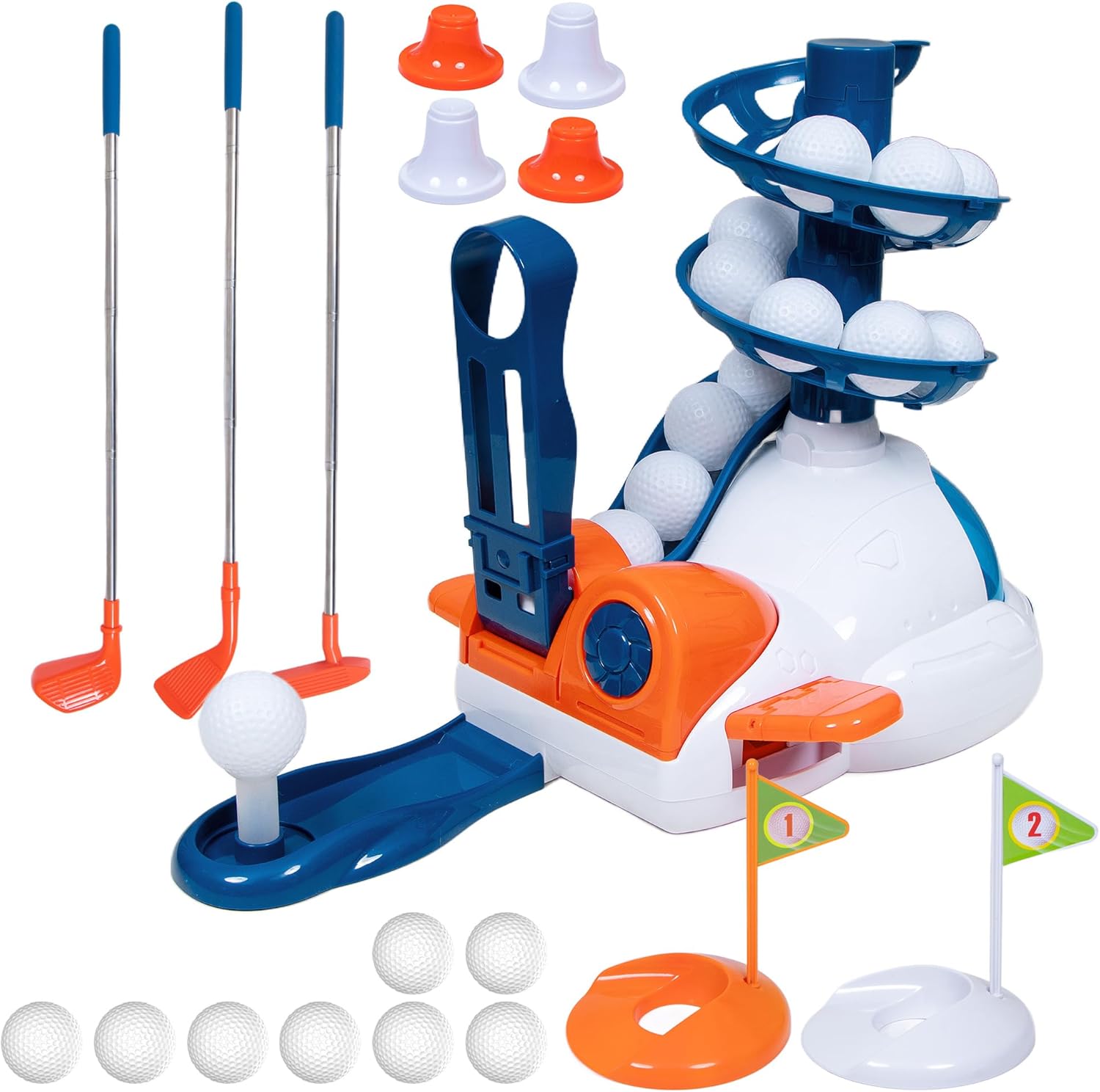 JOY SPOT! Kids Golf Club Toy Set, Outdoor Sport Toy, Toddler Indoor Golf Ball Game with 10 Golf Balls, 3 Retractable Clubs, Child Active Exercise Yard Play, Christmas Birthday Gifts for Boys Girls