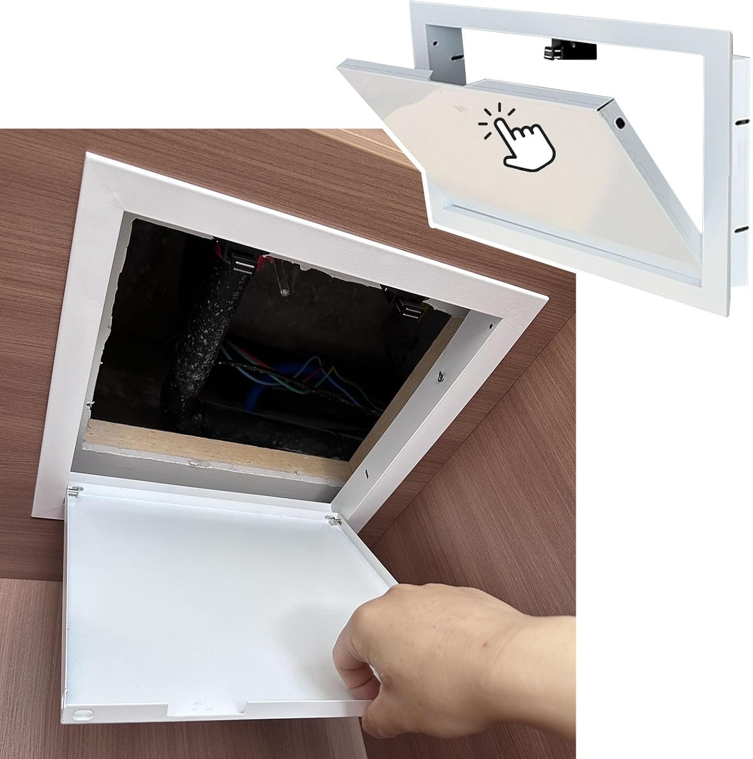 Lockable Access Panel,Wall Hole Cover Plate, Push-to-Open Access Panel, Metal Maintenance Hatch for Electricity Plumbing Inspection, Waterproof Bathroom Flap，（12x11in(30x28cm)）