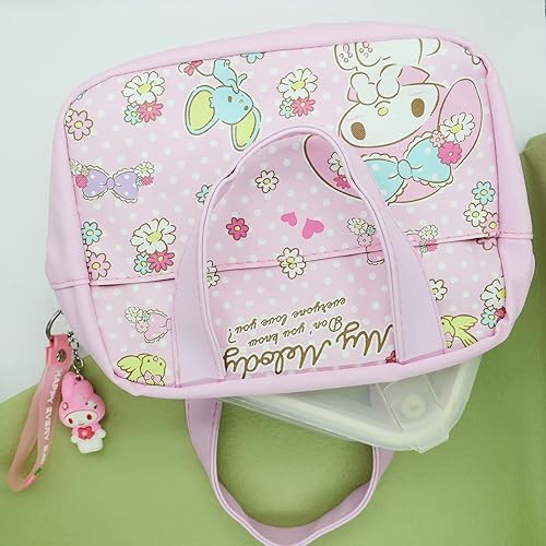 Miniatura 7 de Lonchera térmica Kawaii Kitty para mujer, lonchera reutilizable de gran capacidad, bolsa de almuerzo a prueba de fugas con bolsillo frontal,