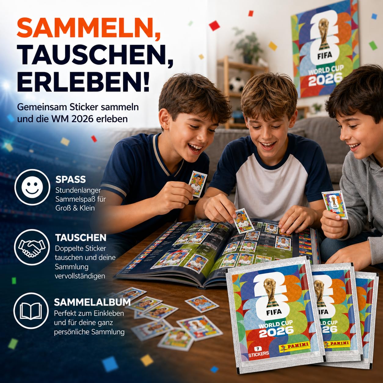 Set de iniciación XXL Fan Mundial 2026 – Pegatinas originales de Panini, 1 plan de juego (50 bolsas/350 pegatinas individuales) — view 3