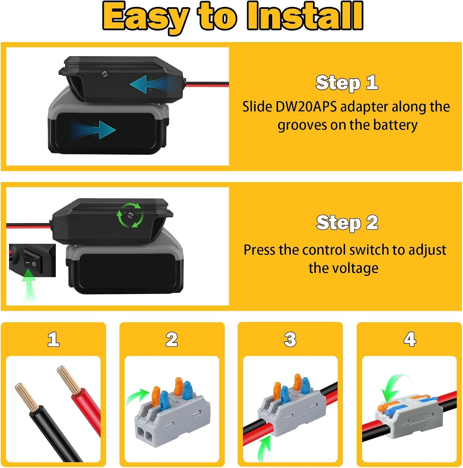 Adaptateur de batterie abaisseur pour batterie Dewalt 20 V, connecteur d'alimentation pour appareils de voiture, chargeur à monter soi-même, convertisseur Buck Station d'alimentation, adaptateur
