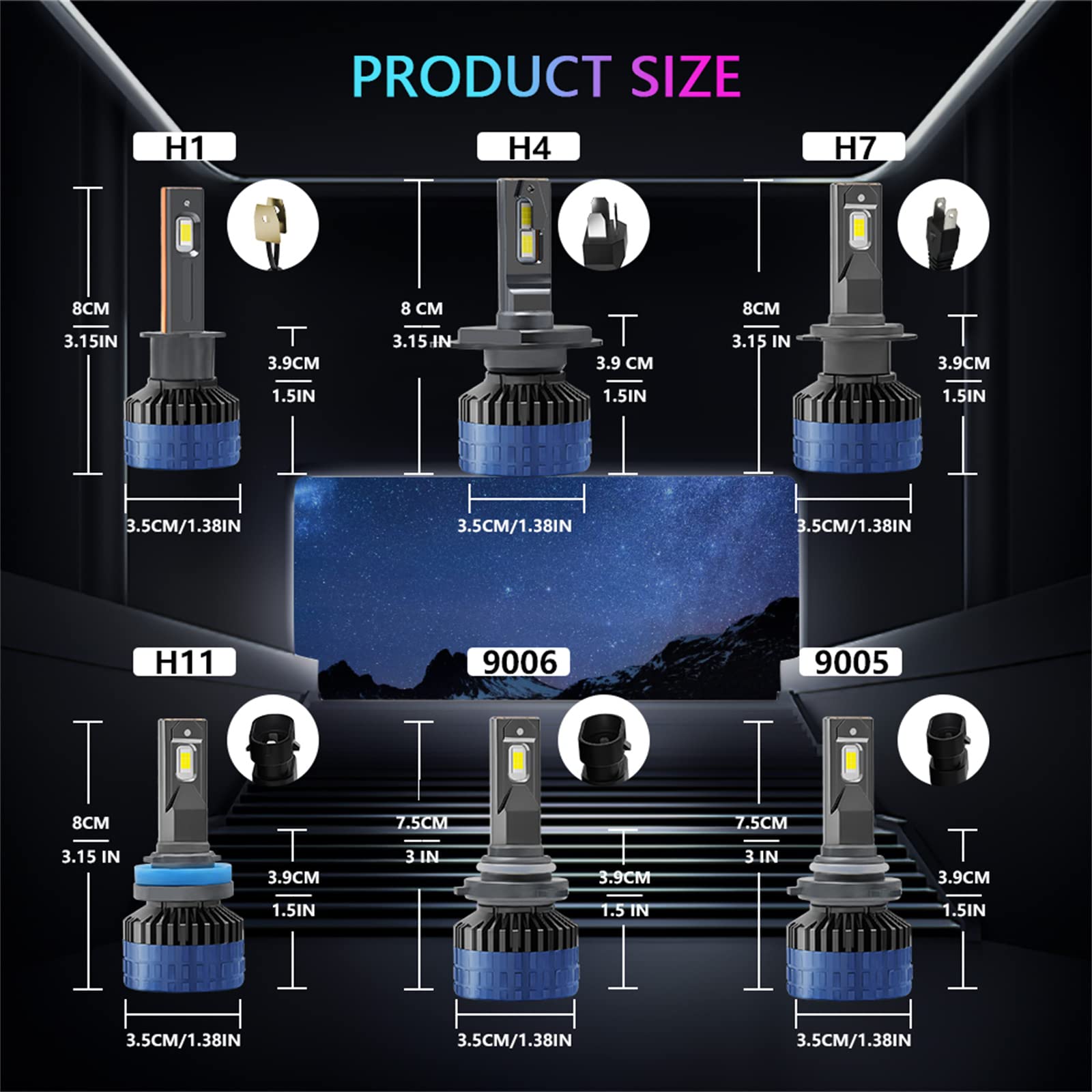 Lampadina LED, Kit di Conversione LED Super Luminoso 6000K Bianco Freddo IP68 Impermeabile, Confezione da 2,H7