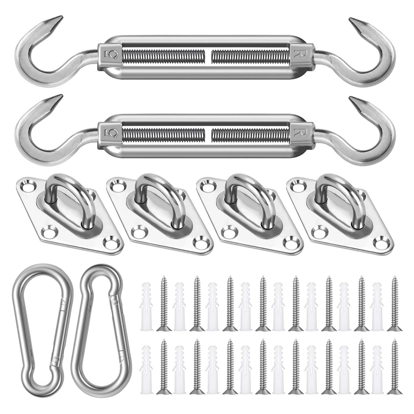 M5 Sonnensegel Befestigung Zubehör,Sonnensegel Dreieckig Befestigungsset Edelstahl Ringschraube Awnings Mounting Assembly Set for Dreieck und Quadrat Hardware Zubehör Kit
