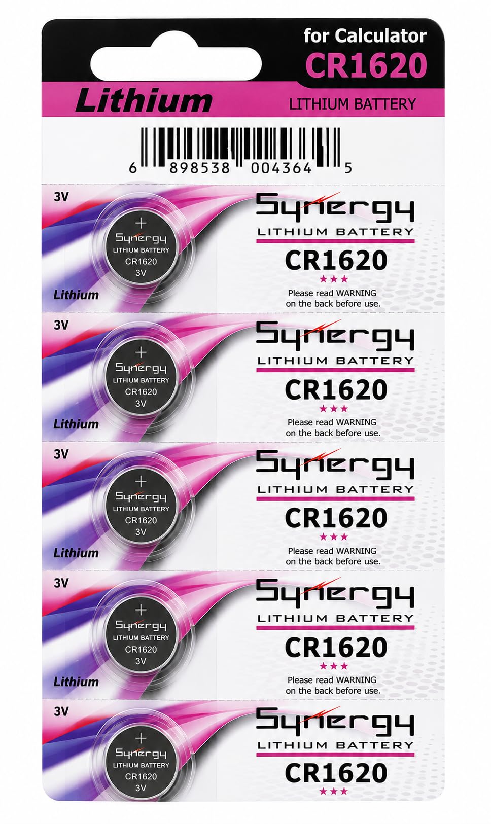generic Synergy CR1620 3V Lithium Coin Cell Power Batteries (Silver) (Pack of 5 Batteries)-picture-2