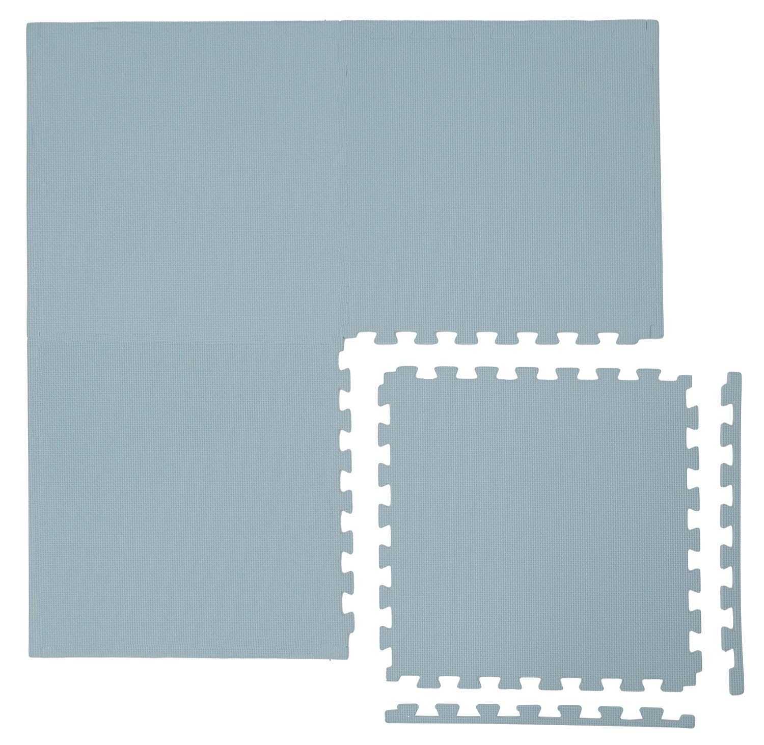 LittleTom Alfombra Puzzle Infantil Azul - 4 Piezas Encajables 50x50 cm - Colchoneta de Goma Espuma EVA 100x100 cm para Niños - Protector Suelo Acolchado sin BPA - Manta de Juegos Impermeable