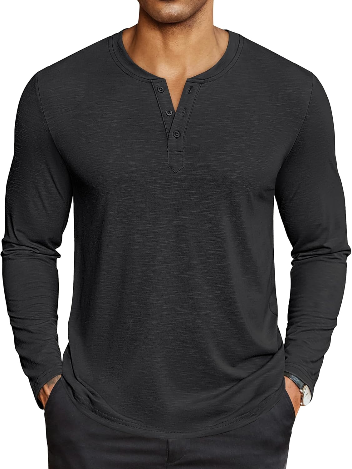 COOFANDY Men's Henley Shirts Long Sleeve Lightweight Button T-Shirt Casual Basic Tee Top
