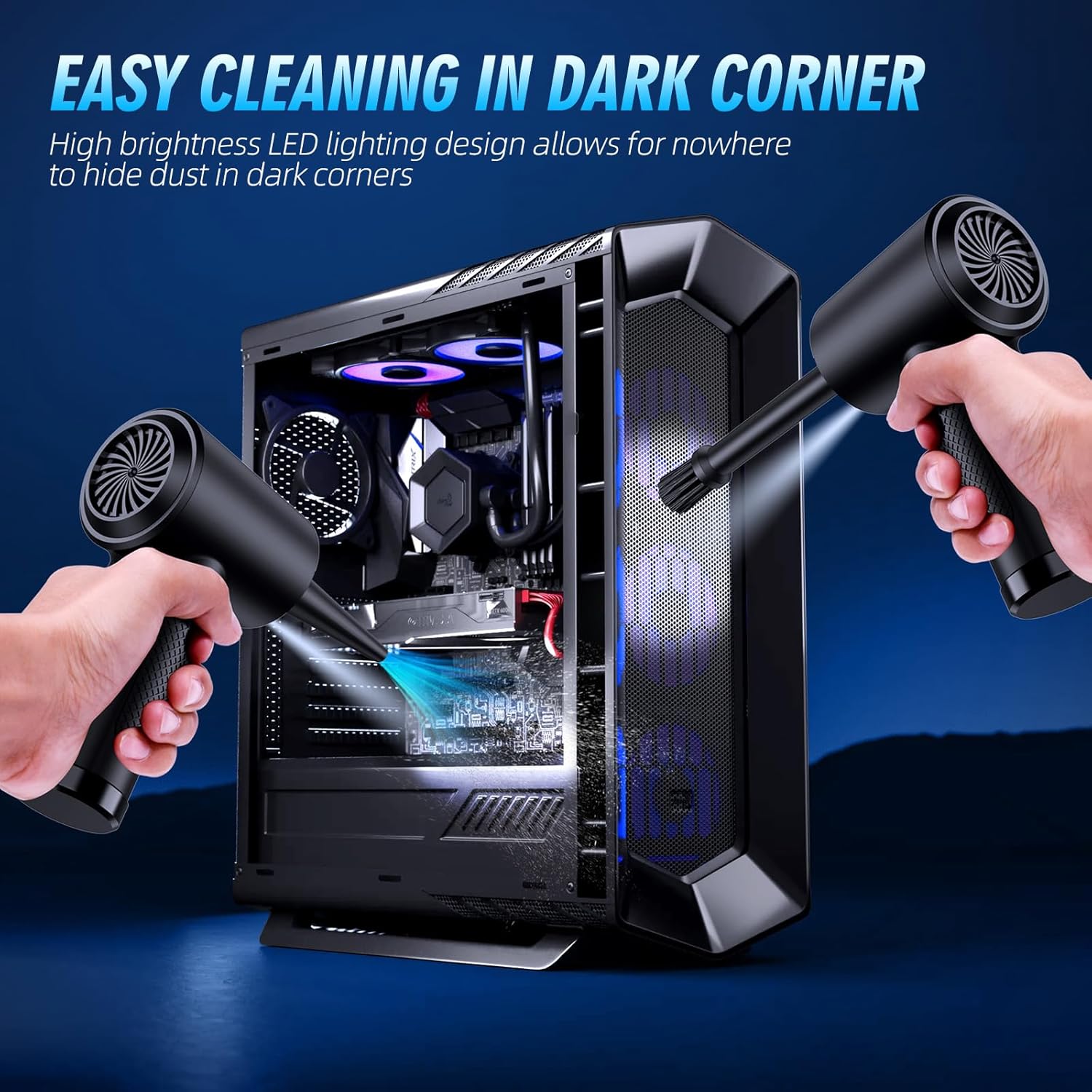 Achsan Powerful Compressed Air Duster,91000RPM High-Power Electric Air Blower for Dust Removal,Safe for Electronics, Keyboards, PC, Car Interiors,Reusable, Eco-Friendly & Ergonomic Design (Black)