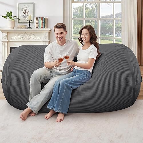 Miniatura 346 de HABUTWAY Puf gigante de 2 pies para adultos, con relleno de espuma viscoelástica, puf grande con funda de terciopelo holandés extraíble para sala de