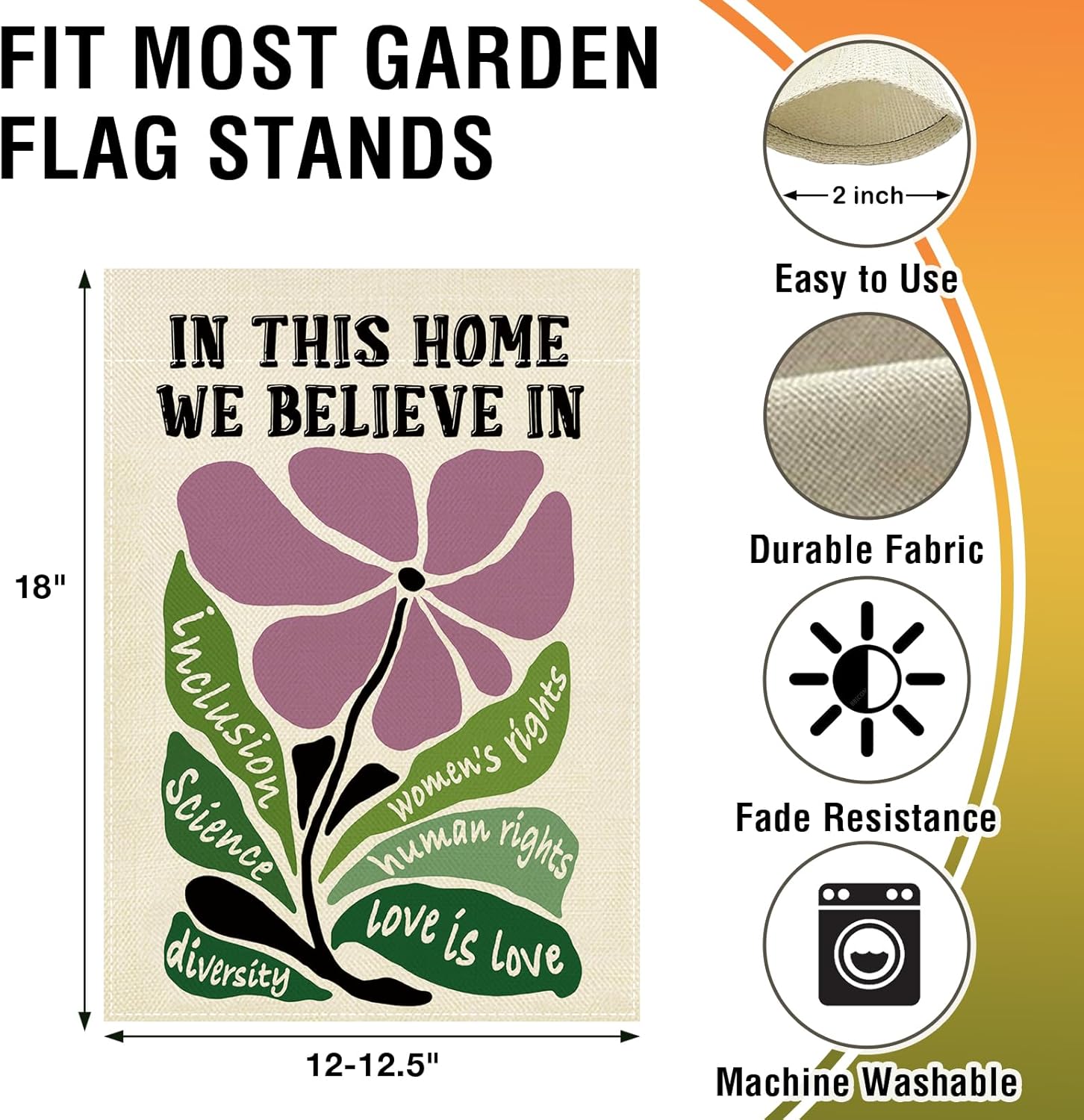 Artofy in This Home We Believe in Daisy Small Decorative Garden Flag, Women's Rights Human Rights Love is Love Yard Outside Decor, Peace Equality Diversity Outdoor Decoration Double Sided 12 x 18 - Image 2