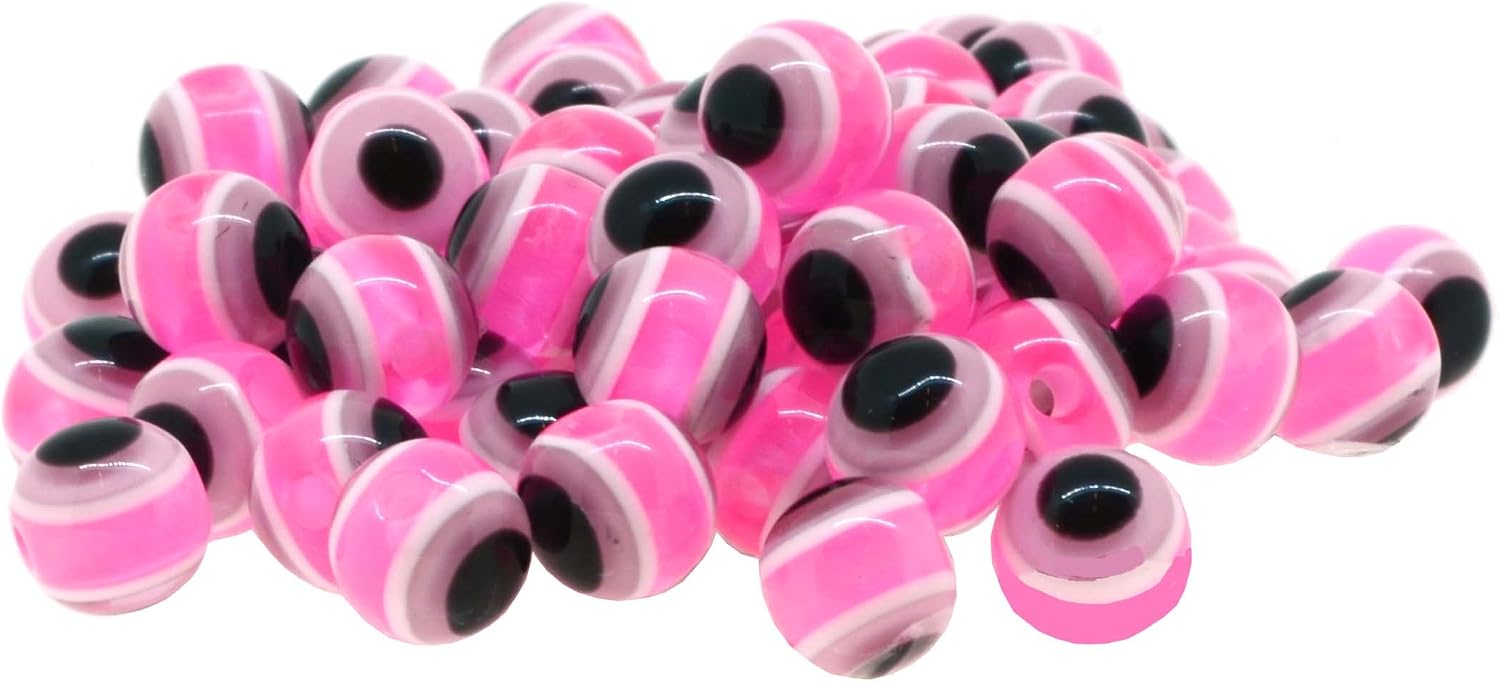 Mandala Crafts 8mm Round Turkish Greek Pink Jewelry Making Evil Eye Beads
