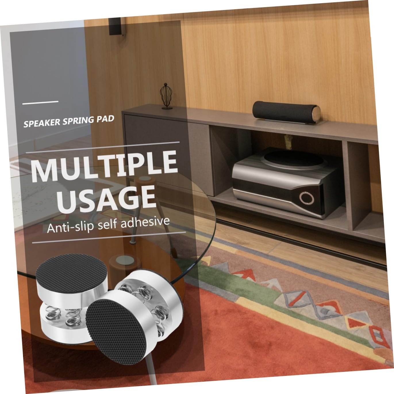 Homoyoyo Set di 4 Piedini Molla Antiscivolo per Altoparlanti Smart in Lega di Alluminio e Gomma, Ammortizzatori Shockproof per Uso Domestico e Desktop, Stabilità Garantita