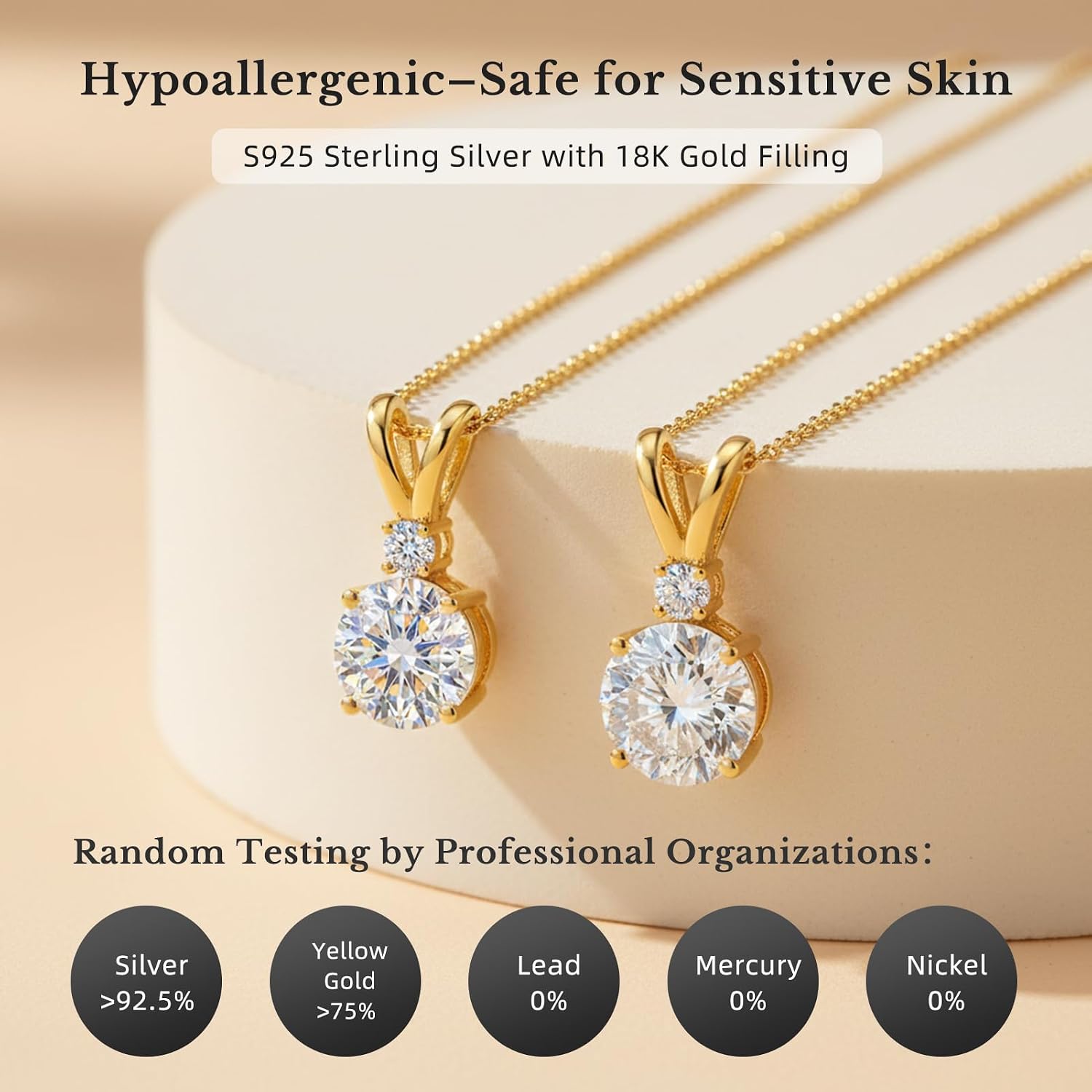 Moissanite Necklaces for Women|1-2CT D-VVS1 Gifts for Wife w/LED Box