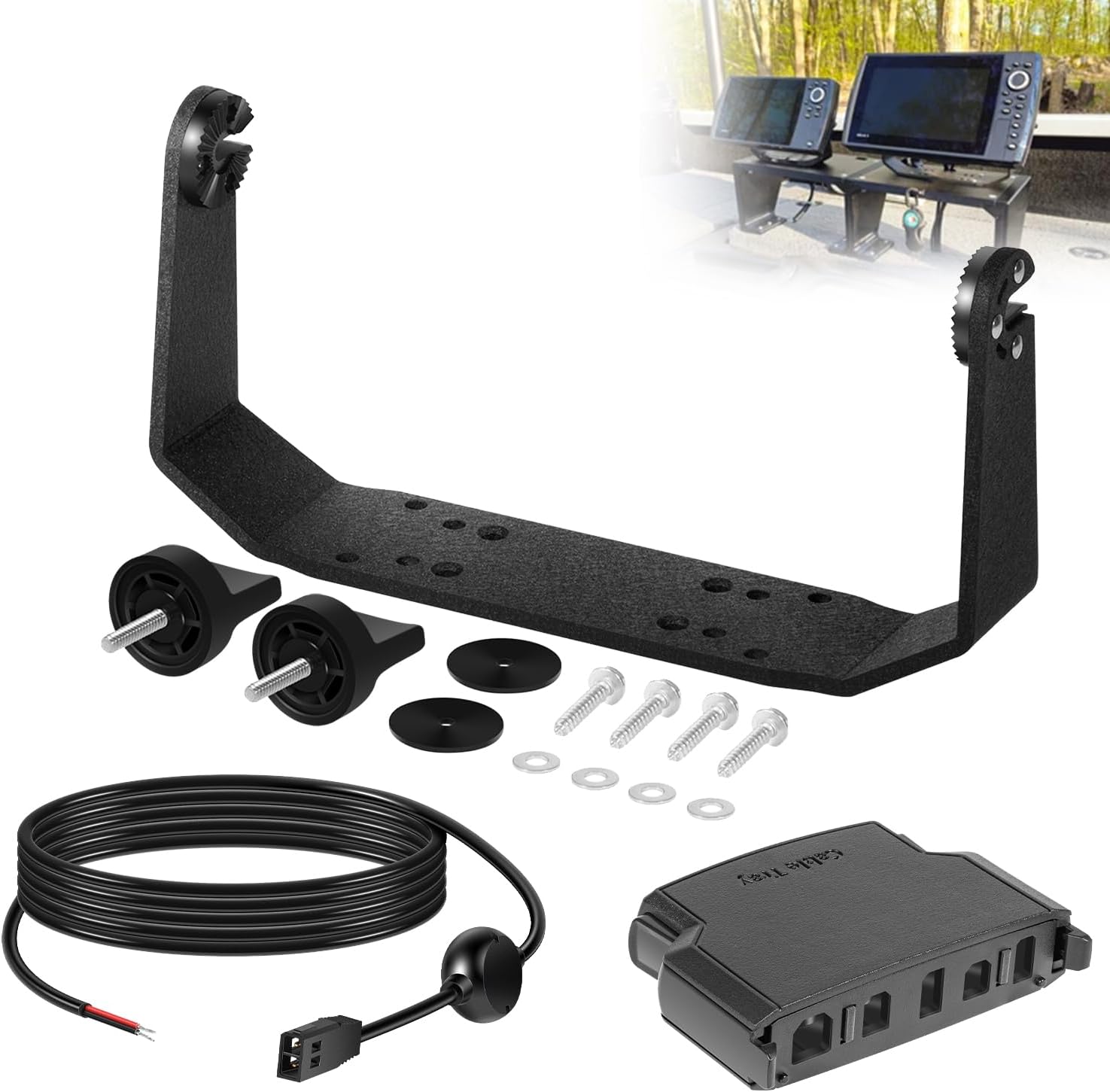 740149-1 Gimbal Mount - 740184-1 HCCT Cable Collector Tray - 720057-1 Power Cable, Fit for All Humminbird Helix 8/9/10 Devices