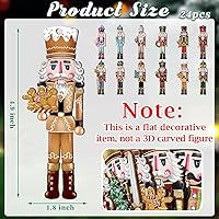 Vista 2 de 24 piezas de adornos de madera de cascanueces navideños, juego de decoración colgante de madera para árbol de Navidad, artesanías de madera impresas