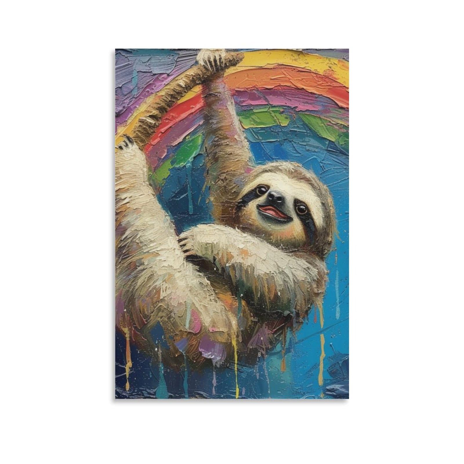 Impression sur toile décoration murale sloth bxyafekud tableau 50x75