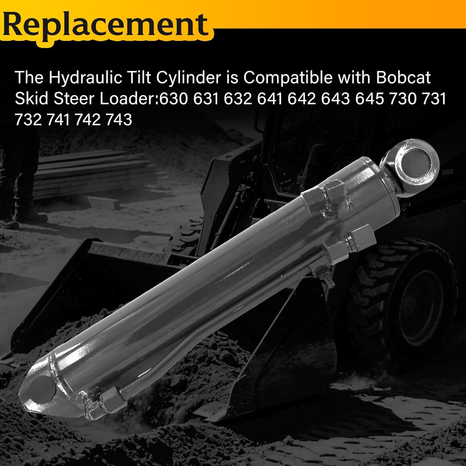 Hydraulic Tilt Cylinder Replacement Compatible with Bobcat Skid Steer 630 631 632 641 642 643 645 730 731 732 741 742 743, Replace# 7104437 6593398 6539810 6598067