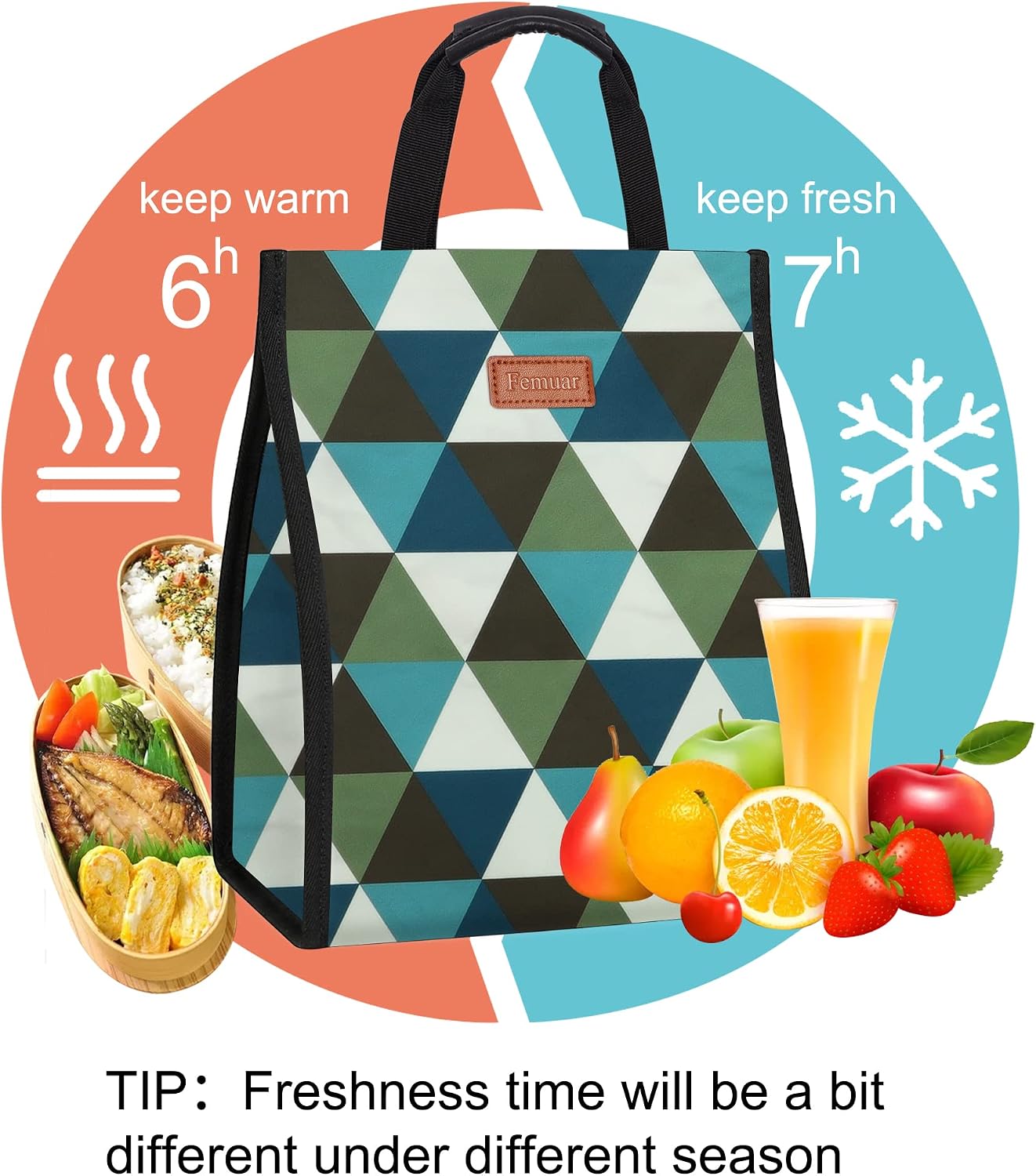 Lunch Bags for Women Insulated Reusable Lunch Tote with Internal Pocket, Lunch Tote bag for Work（Triangle） image 4