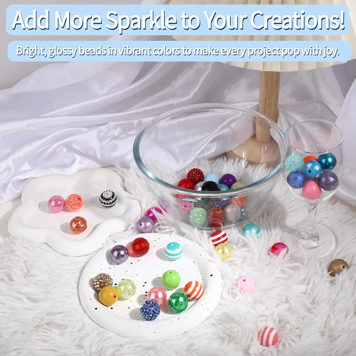 50Pcs 20mm Beads for Pens, Acrylic Bubblegum Rhinestone Beads for Jewelry Making, Craft Bead with Holes, Crystal Resin Chunky Large Mixed Bead Bulk for Pen Beadable Keychains Bracelets Necklace - Image 7