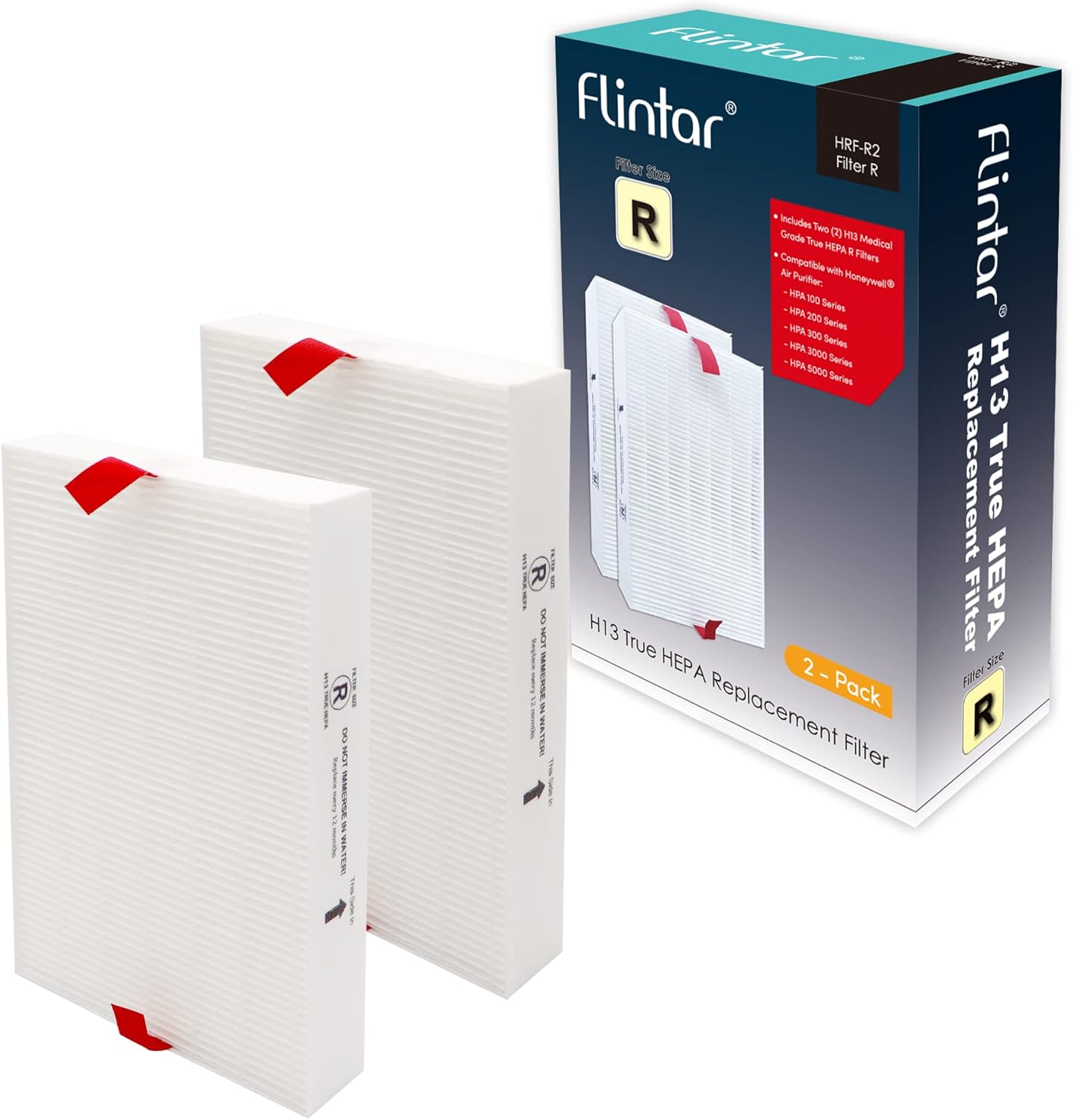 Flintar Replacement Filter R, Compatible with Honeywell Air Purifier HPA300, HPA200, HPA 100 and HPA 5000 Series, HRF-R2, 2-Pack
