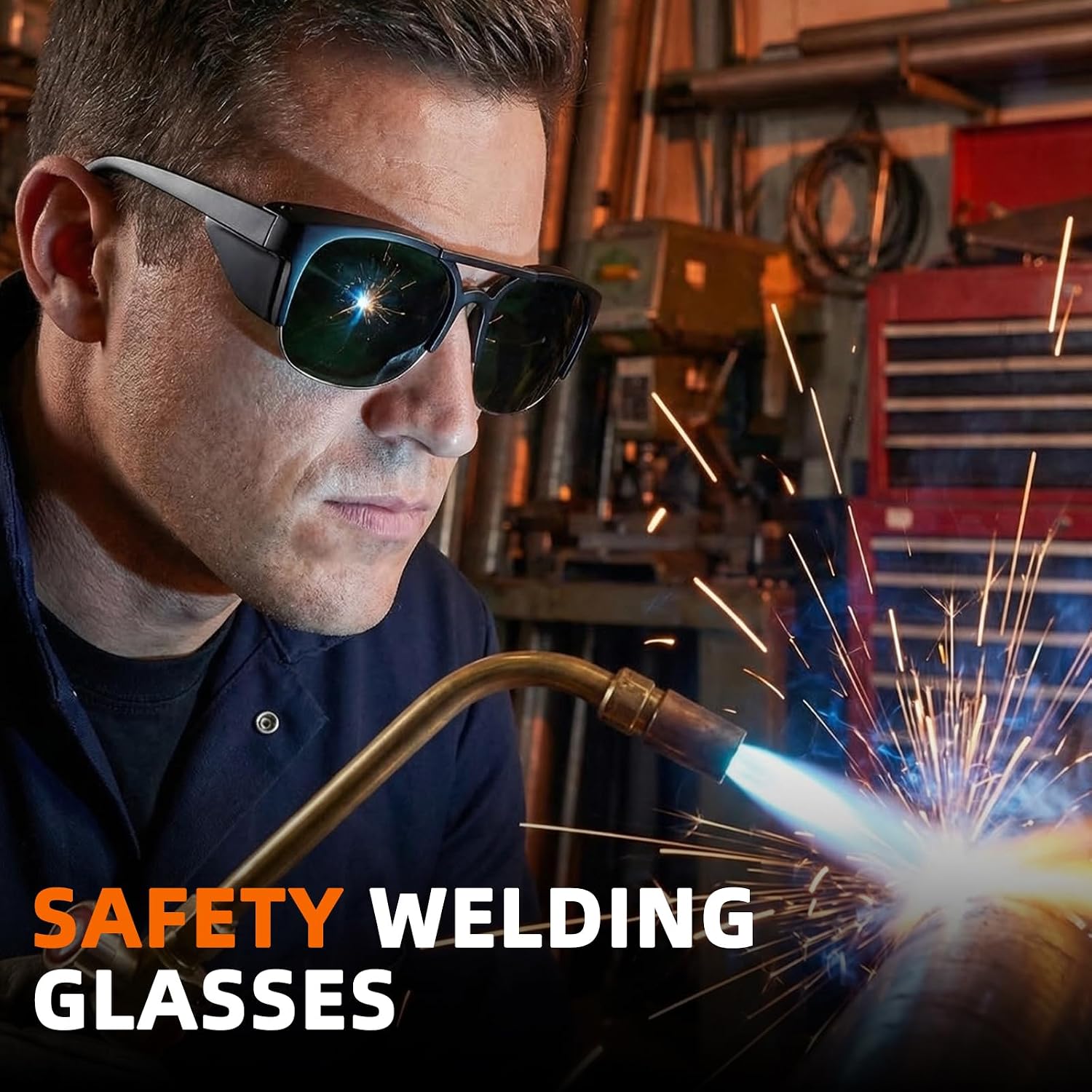 Welding Safety Glasses with IR Shade 5.0 Lens - ANSI Z87.1 Certified Cutting & Grinding Goggles, Anti-Scratch Polarized Sunglasses for Men & Women