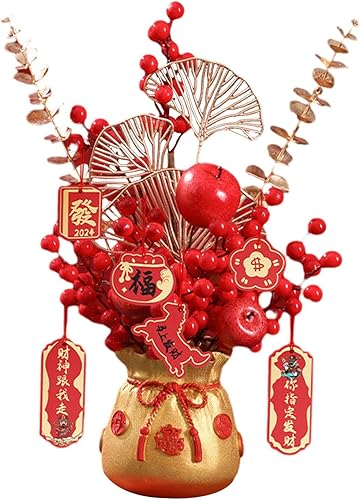 Miniatura 2 de Bothyi Cesta de flores, accesorios de fotos chinas, decoración de escritorio, bolsa de dinero artificial en maceta para Año Nuevo, cosecha, fiesta,