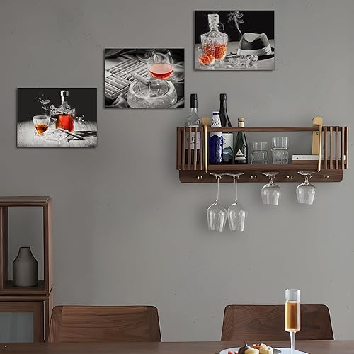 Miniatura 4 de Arte de pared de barril de whisky, lienzo de cerveza enmarcado, decoración de bar para el hogar, cueva de hombre, cuadros de barra de whisky, 12 x