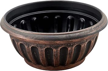 Small 2 Pack Round Rustic Shallow Dome Bowl Planter Fancy Look Flowerpot with Wide Base for Indoor Outdoor Garden Patio Office Ornaments Home Decor Long Lasting Reusable Light Weight Copper-S