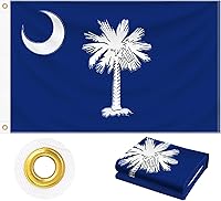 Vista 16 de Bandera de Puerto Rico 3x5 pies al aire libre, tela de poliéster 210D resistente Estrella bordada y cuatro hileras de costura en los extremos