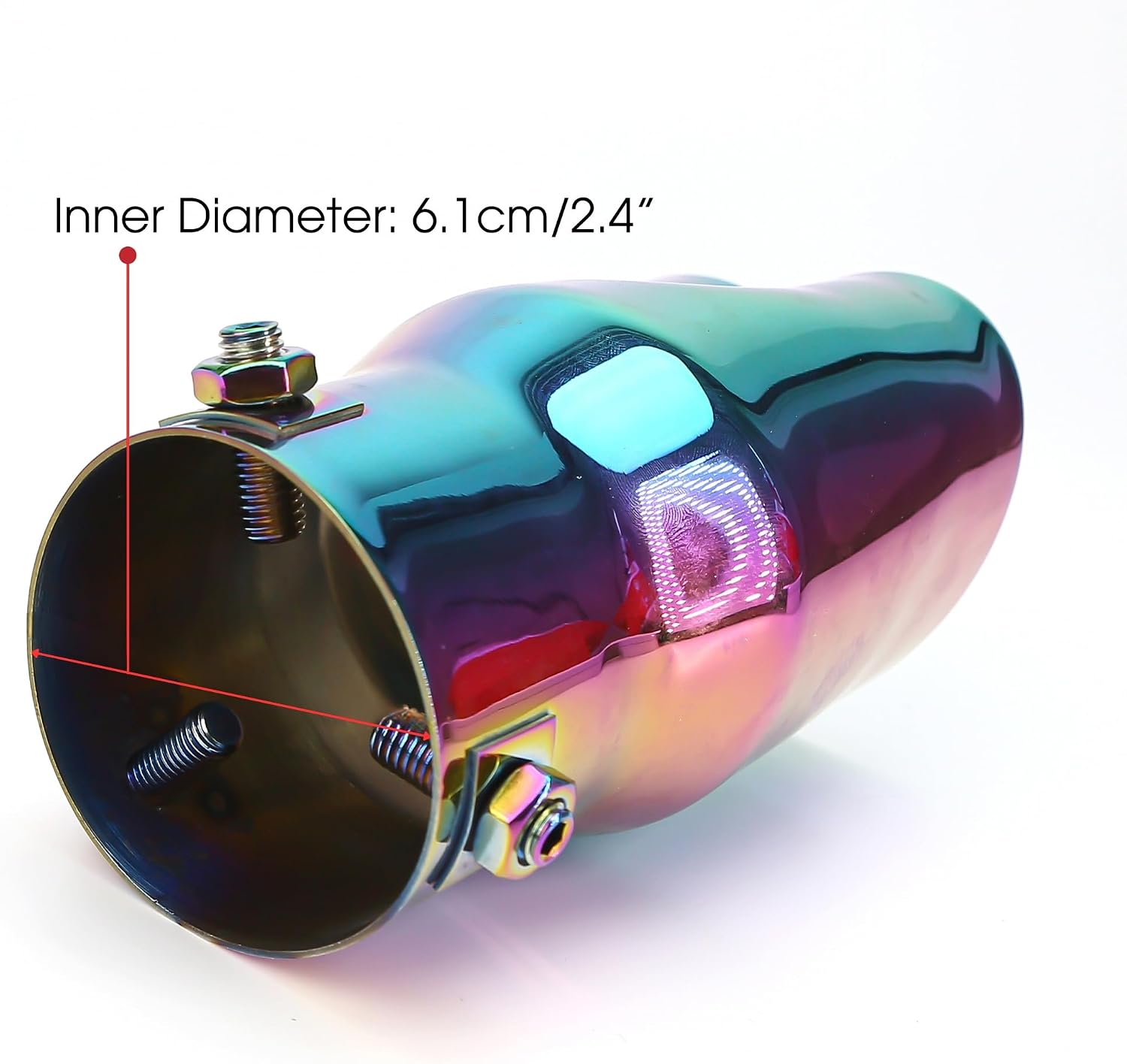 Heart Exhaust Tip, 2.5 Inch Inlet Fits 1.75 to 2.25 Inch Pipes, Stainless Steel Car Muffler Pipe, Chrome Colorful Heart Shaped Tail Tailpipe, Universal Auto Accessories